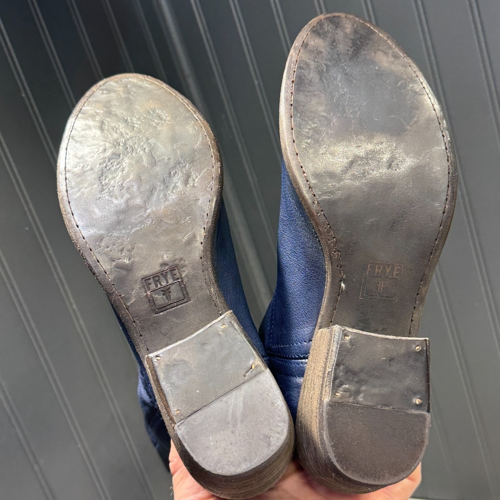Frye Carson Tab Tall Boots Women's Size 7.5B Blue Leather Riding Boots Mexico - Picture 8 of 10